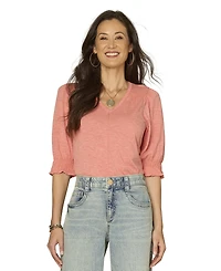 Democracy Petite Elbow-Sleeve Knit Top