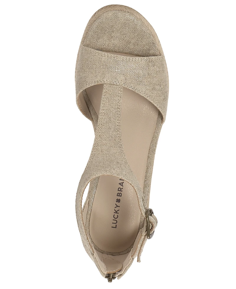 Lucky Brand Women's Cyleste T-Strap Espadrille Wedge Sandals