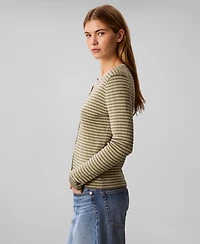 Calvin Klein Women's Striped Long-Sleeve Sweater