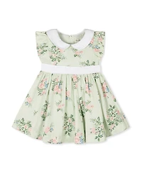 Hope & Henry Baby Organic Flutter Sleeve Sateen Dress with Peter Pan Collar