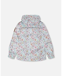 Deux par Girl Mid-Season Jacket Blue Mini Flower Print - Toddler|Child