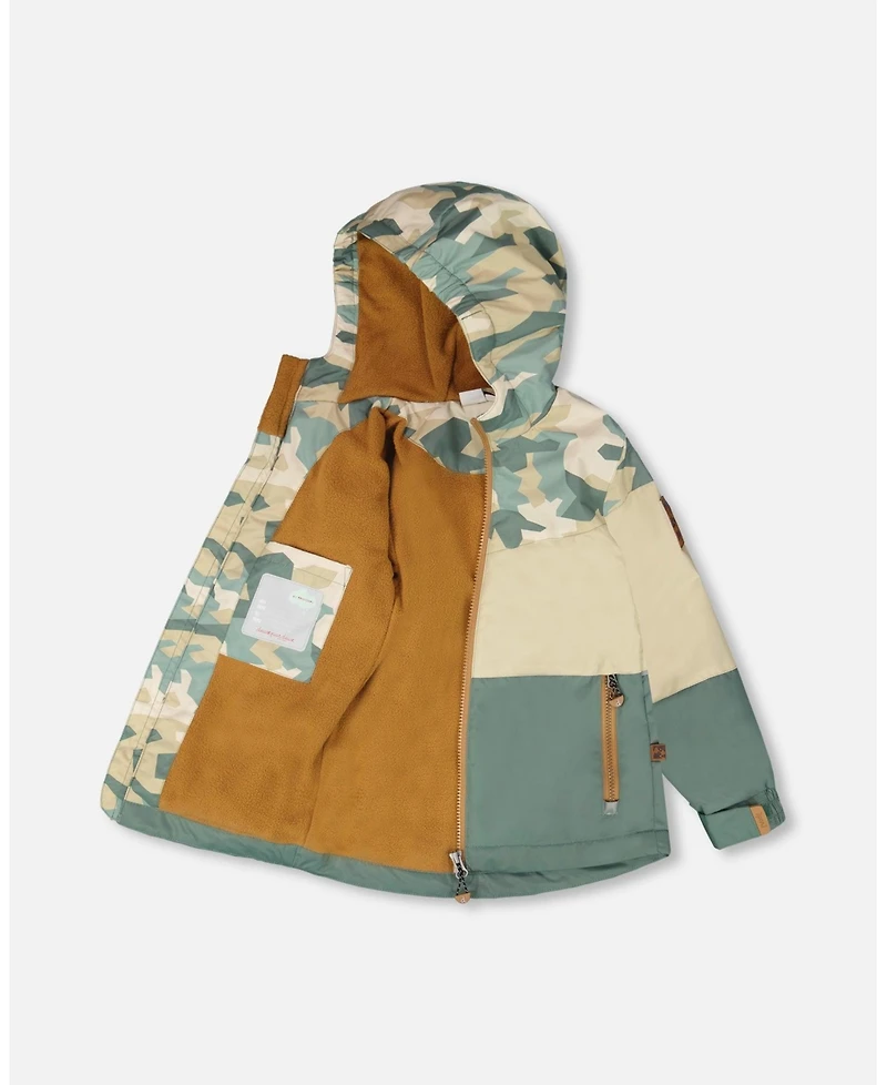 Deux par Big Boys Mid-Season Jacket Green Camouflage Print