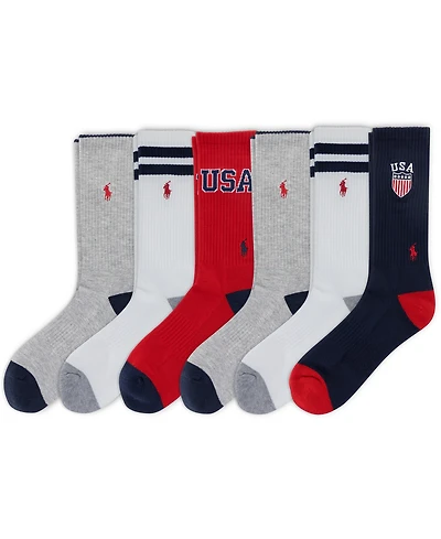 Polo Ralph Lauren Men's Usa Logo Crew Socks, 6-Pack