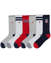 Polo Ralph Lauren Men's Usa Logo Crew Socks, 6-Pack