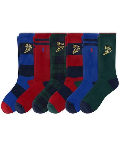 Polo Ralph Lauren Men's Blackwatch Tartan & P-Wing Crew Socks, 6-Pack