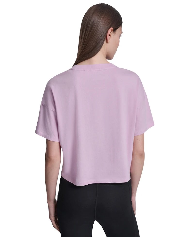 Dkny Sport Women's Metallic Bubble Logo Drop Shoulder Pull-On T-Shirt