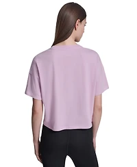 Dkny Sport Women's Metallic Bubble Logo Drop Shoulder Pull-On T-Shirt