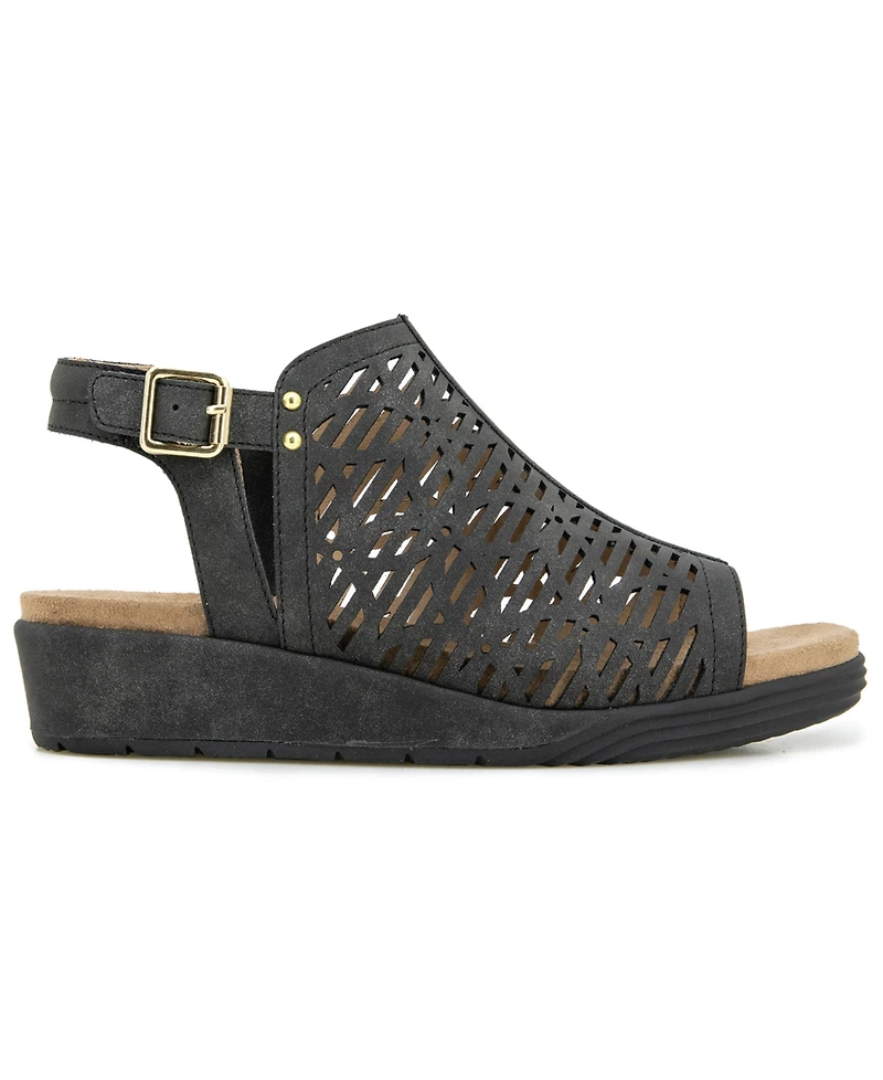 Jbu Women's Tessa Shooties Round Toe Wedge Sandals