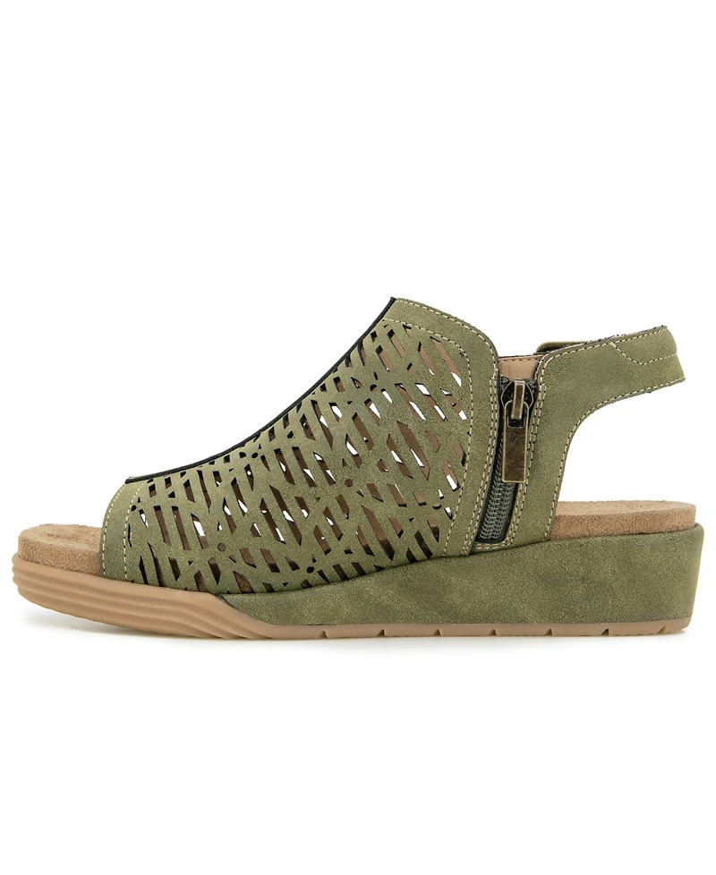 Jbu Women's Tessa Shooties Round Toe Wedge Sandals