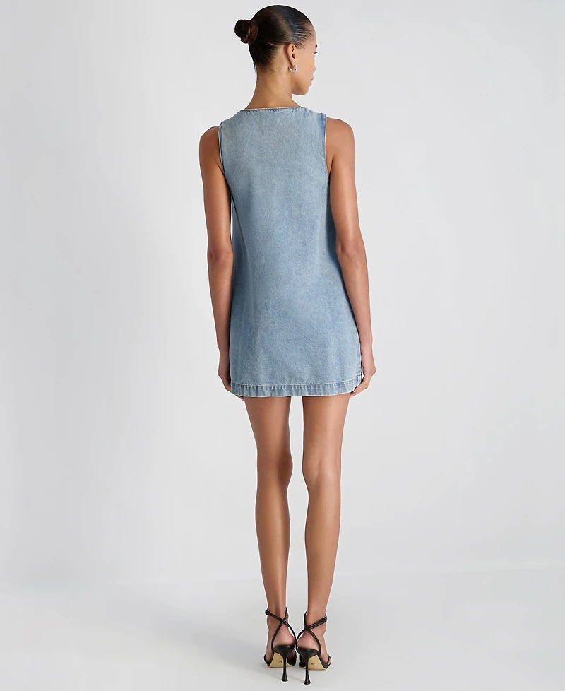 French Connection Women's 90s Denim Button-Front Sleeveless Dress