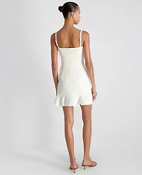 French Connection Women's Whisper Square Neck Frill Hem Mini Dress