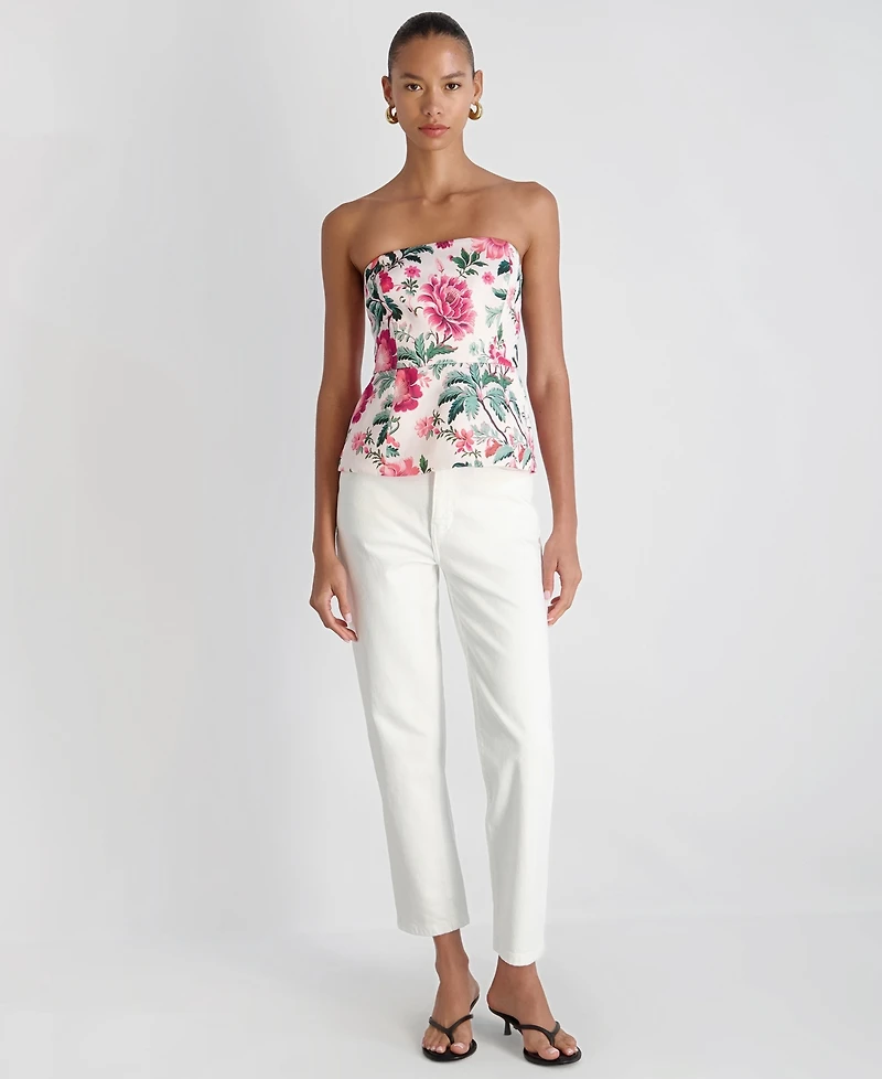 French Connection Women's Cooper Linen Strapless Oversized Blouson Top