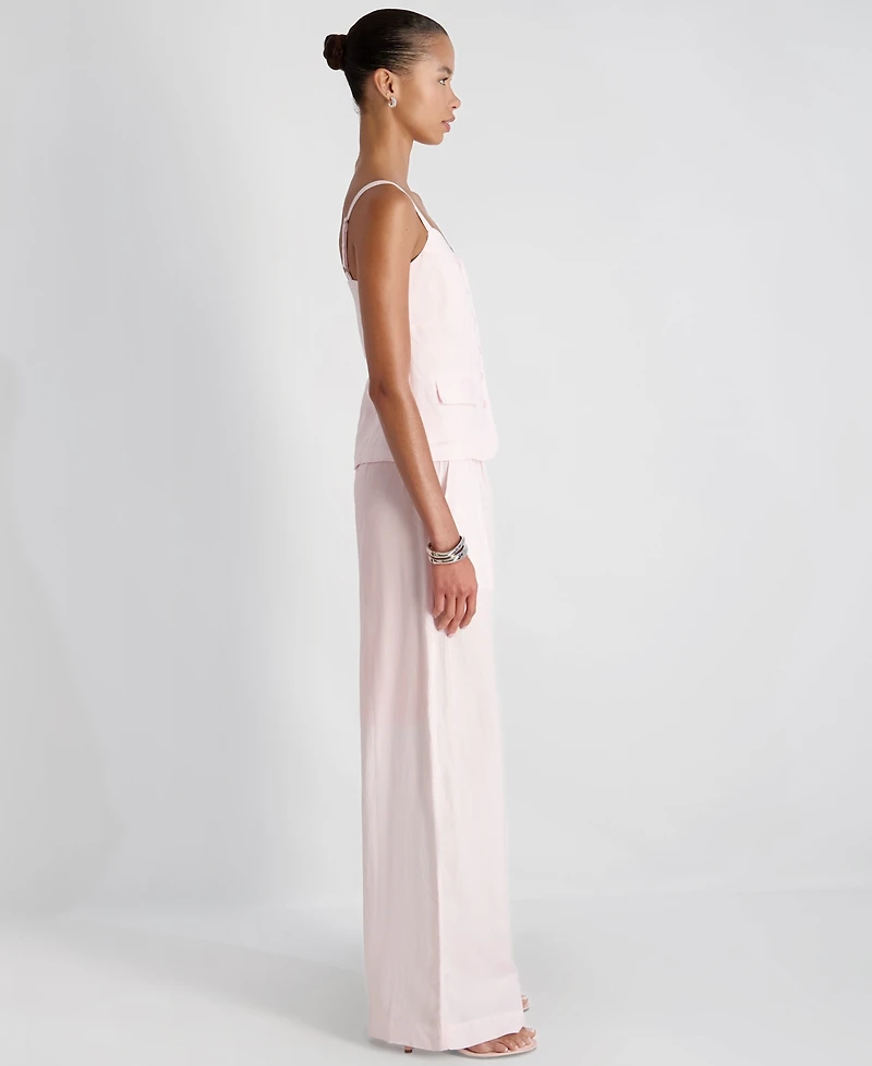 French Connection Women's Cooper Linen-Blend Wide-Leg Pants