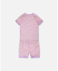 Deux par Baby Girl Cotton Two-Piece Pyjama Set Purple Animal Print