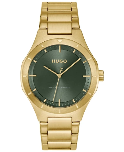 Hugo Boss Men's Lit Quartz Ionic Plated Thin Gold Steel Watch, 42mm