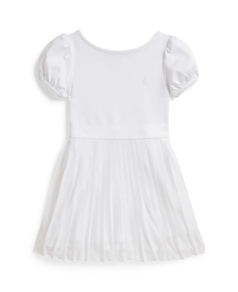 Polo Ralph Lauren Girls' 2-6X Pleated Stretch Ponte Round Neck Dress