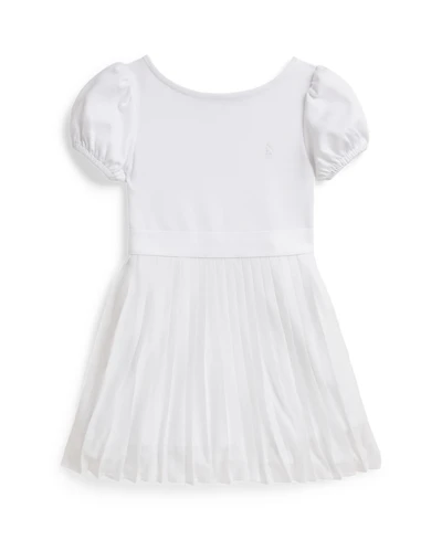 Polo Ralph Lauren Girls' 2-6X Pleated Stretch Ponte Round Neck Dress