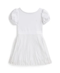 Polo Ralph Lauren Girls' 2-6X Pleated Stretch Ponte Round Neck Dress