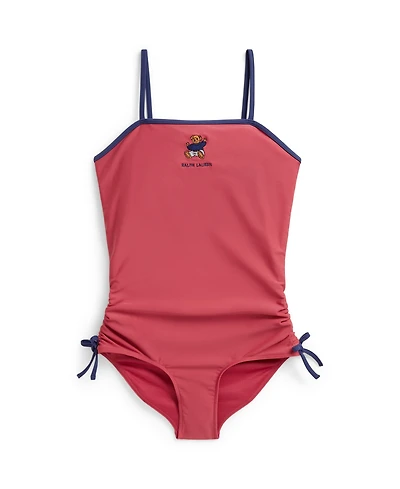 Polo Ralph Lauren Girls' 7-16 Bear Straight Neck One-Piece Swimsuit