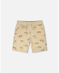 Deux par Deux Big Boys French Terry Shorts Beige Jeep Print