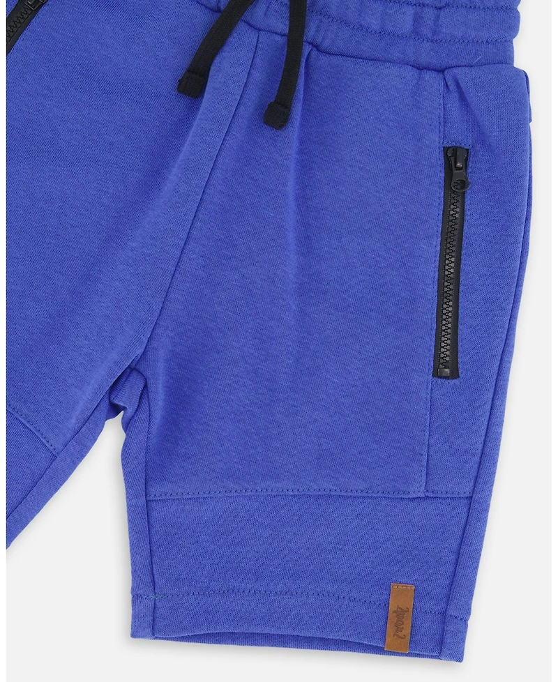 Deux par Big Boys French Terry Shorts with Cross Seams Royal Blue