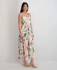 Siena Women's Printed Chiffon V-Neck Dress