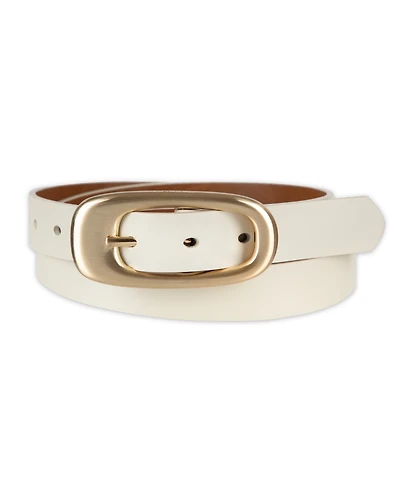 Calvin Klein Reversible Leather Puffed Oval Center-Bar Buckle Belt