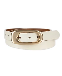 Calvin Klein Reversible Leather Puffed Oval Center-Bar Buckle Belt