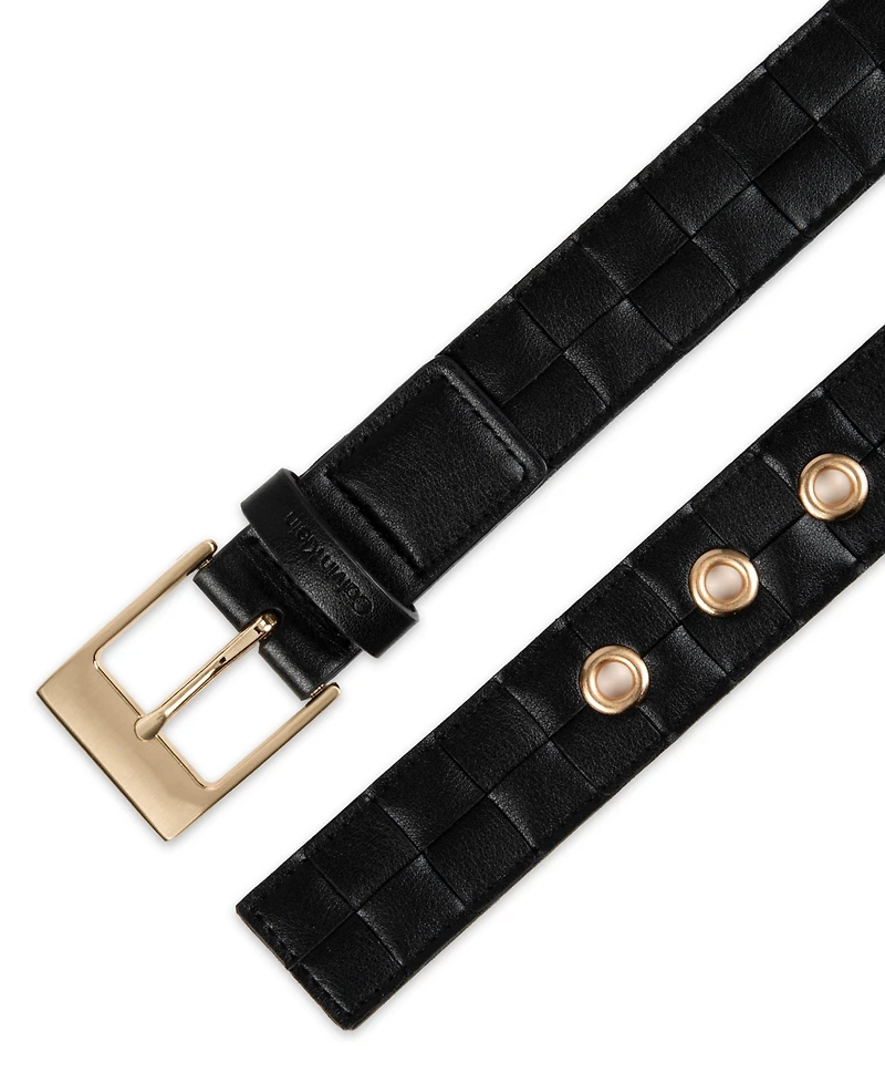 Calvin Klein Box-Woven Harness Buckle Belt