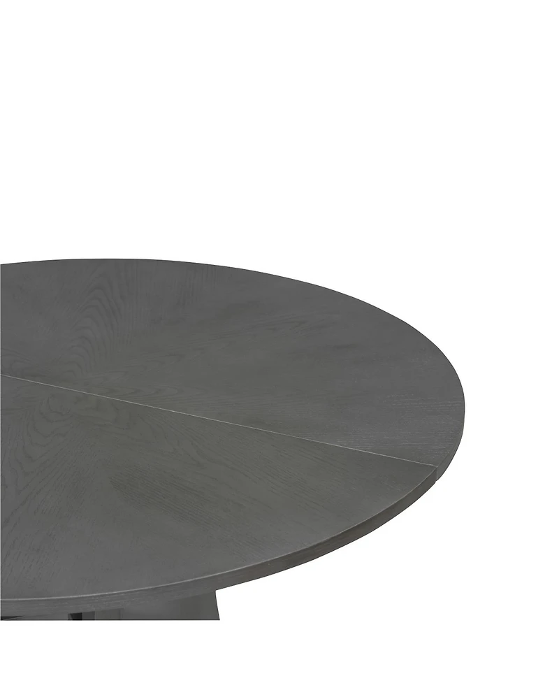 Streamdale Furniture Oak Gray Round Dining Table 39.4" - Solid Wood Legs, Timeless Elegance