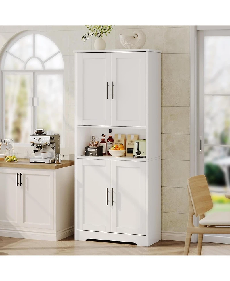 gaomon Pantry Cabinet,70" Tall Kitchen Pantry Cabinet with Doors and Adjustable Shelves, Freestanding Cupboard, Tall Storage Cabinet for Bathroom