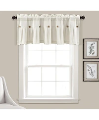 Lush Decor Linen Button Farmhouse Valance, 52" W x 18" L, Off White