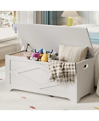 gaomon 39.4" Wooden Storage Chest, Storage Bench with Safety Hinges for Entryway & Living Room