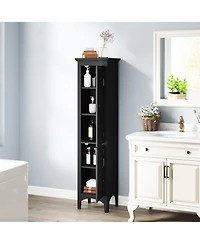 Volenca Tall Bathroom Storage Cabinet, Shutter Doors, Adjustable Shelf, Freestanding