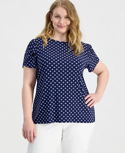 Anne Klein Essentials Plus Tulip-Sleeve Knit Top