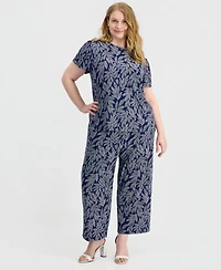 Anne Klein Essentials Plus Wide-Leg Cropped Pull-On Pants