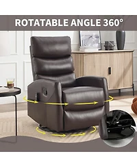 Clihome Manual Recliner Chair Heat Massage with Rocker and Swivel Fabric for Living Room.