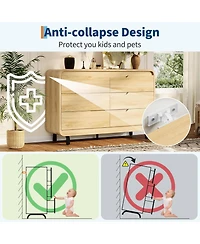 Gaomon 6 Drawers Dresser for Bedroom, 47" Wide Modern Wooden Clothes Dresser with Large Wood Storage, Chest of Drawers for Living Room.