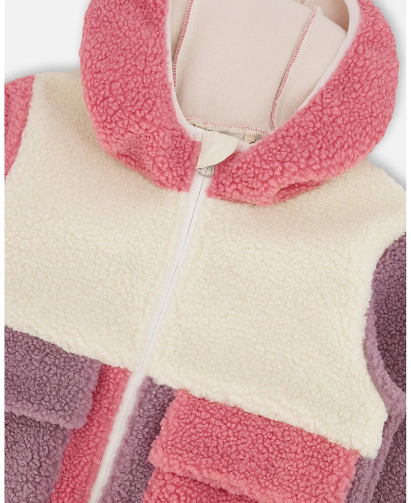 Deux par Girls Sherpa Jacket Color block