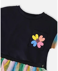 Deux par Big Girls Cotton and Mesh Dress