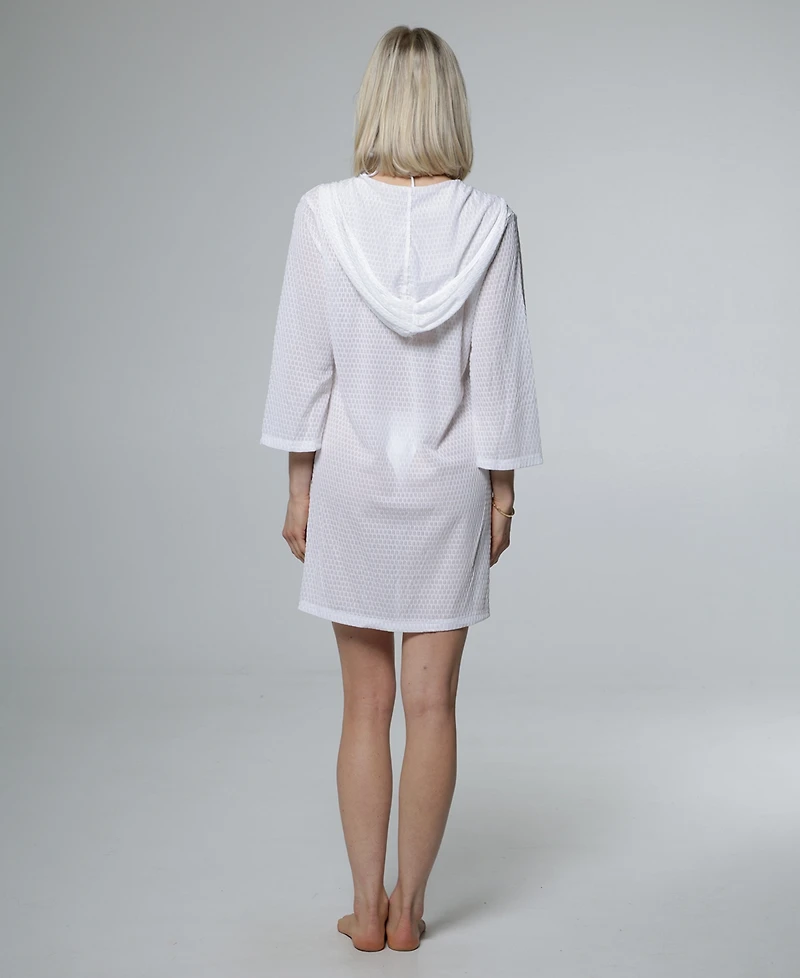 J Valdi Women's Long-Sleeve V-Neck Cover-Up Hoodie