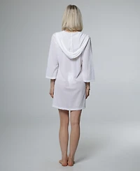 J Valdi Women's Long-Sleeve V-Neck Cover-Up Hoodie