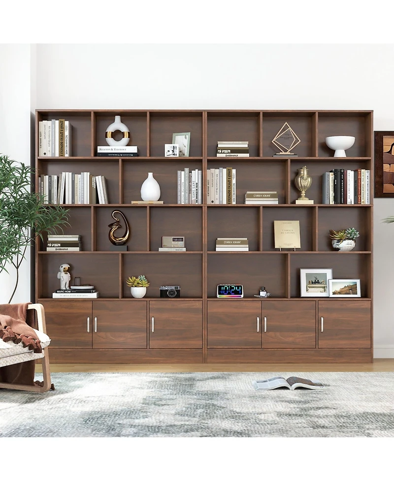 Boyel Living 70.87" Tall Bookshelf with 10 Cubes and 3 Doors, 4-Tier Bookshelf, Open Shelf Bookcase with Cabinet, Modern Cube Storage Organizer