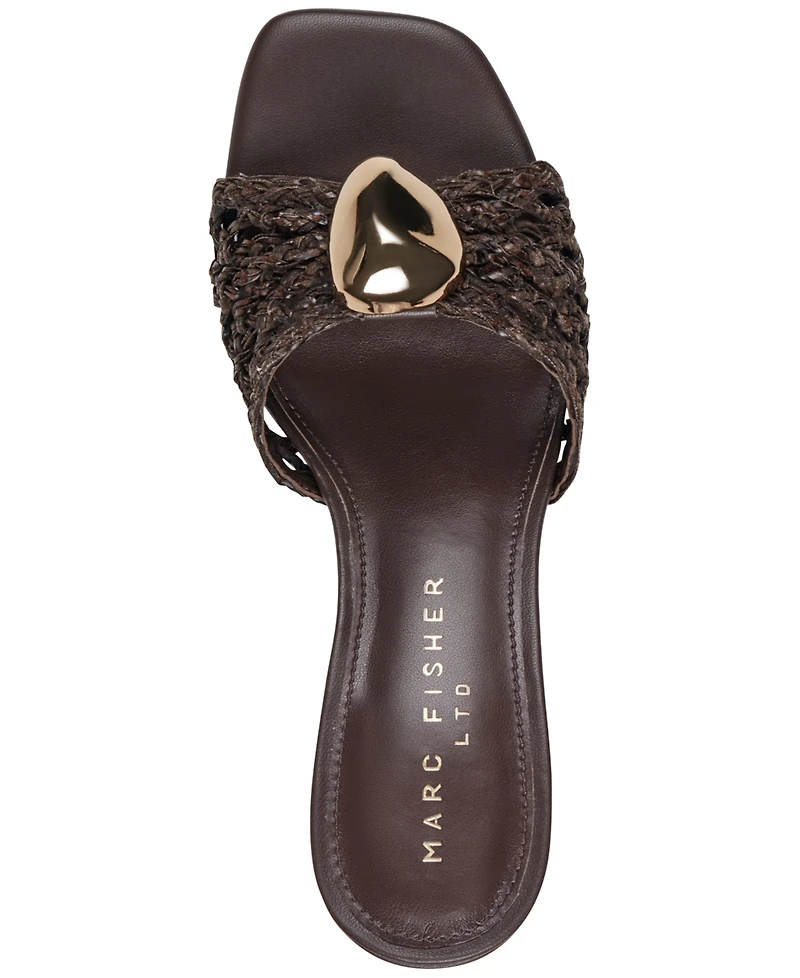 Marc Fisher Ltd Women's Farrel Woven Slip-On Block Heel Dress Sandals