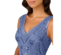 Adrianna Papell Petite Beaded Mesh Dress