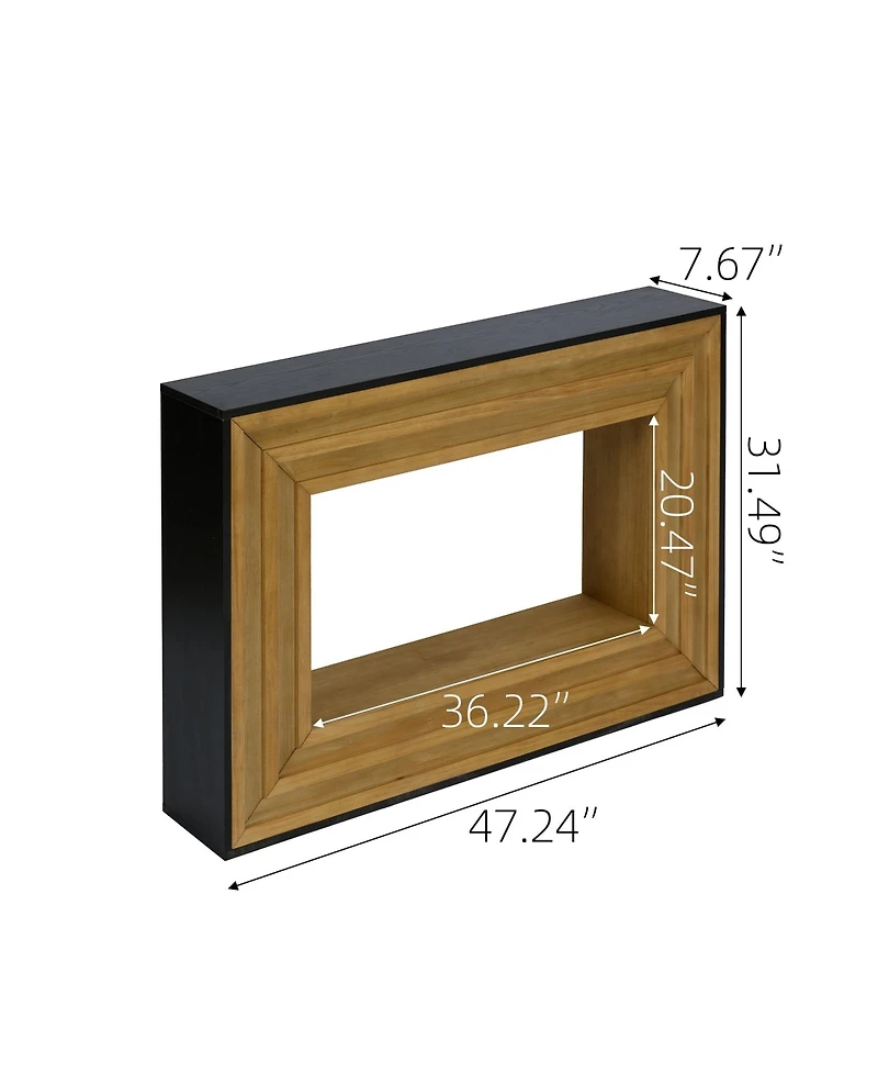 Boyel Living Modern Contrast Entryway Table Console Table with Layered Wood Frame and Black Top