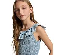 Polo Ralph Lauren Girls' 7-16 Blueberry-Overlay Round Neck Dress