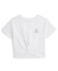 Polo Ralph Lauren Girls' 7-16 Logo Knot-Front Crewneck Boxy T-Shirt