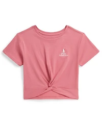 Polo Ralph Lauren Girls' 7-16 Logo Knot-Front Crewneck Boxy T-Shirt