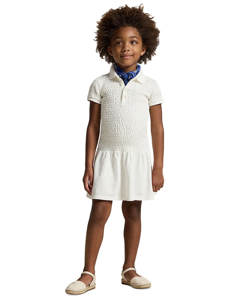 Polo Ralph Lauren Girls' 2-6X Smocked Stretch Mesh Collar Dress